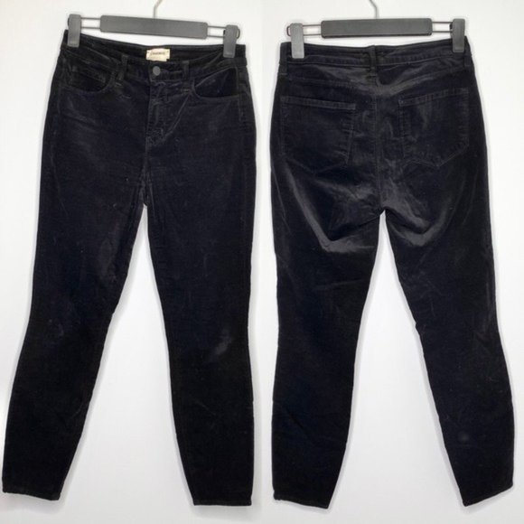 L’AGENCE Margot High Rise Corduroy Skinny Jeans in Lead Black - Picture 2 of 9
